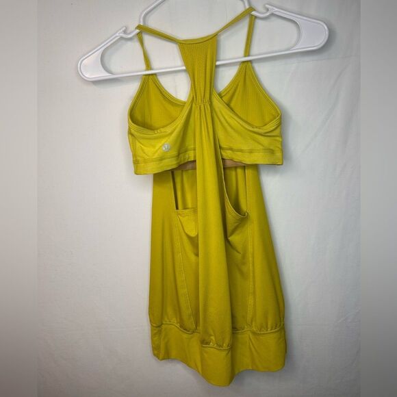Lululemon Women’s No Limits Tank Top Sport Bra Lime Green Yellow Size 4 - Picture 5 of 16